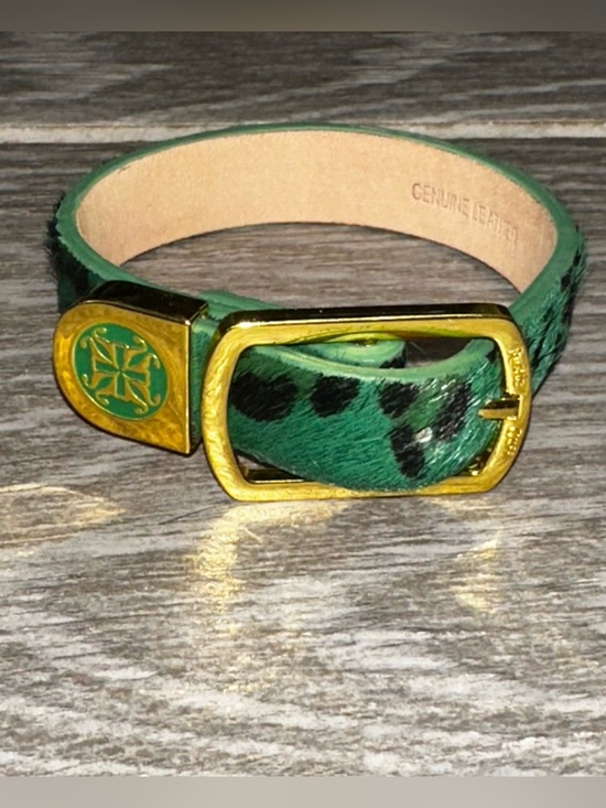 Rustic Cuff Accessories - Rustic Cuff Wrap Bracelet Genuine Leather Green Animal Print Golden Buckle Logo